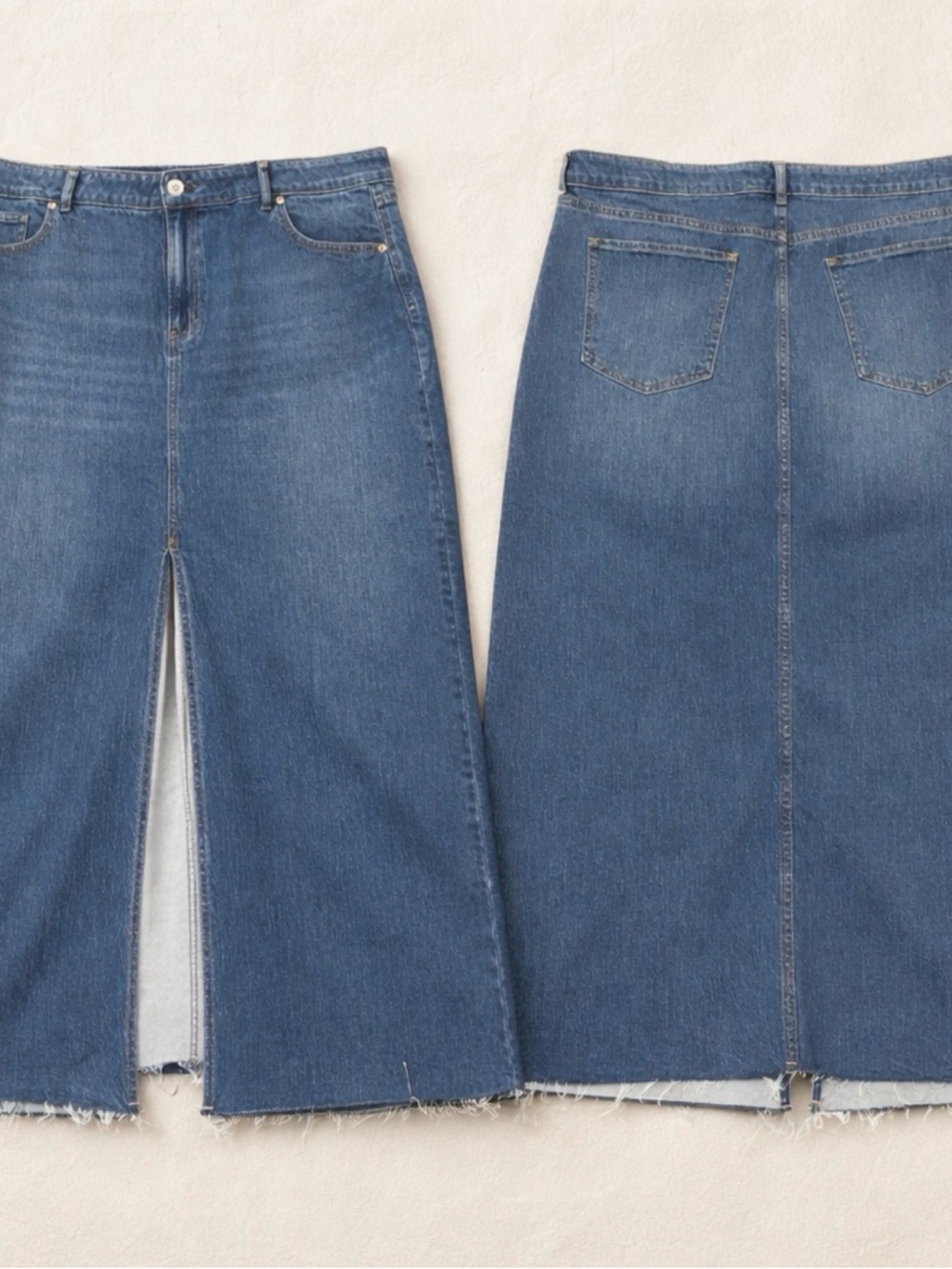 Denim Midi Skirt with Front Slit - Blue . Perfect for around town and work. New - Picture 2 of 2